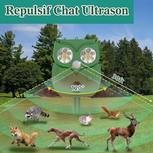 Katzenschreck Ultraschall 2 Stück, Katzenschreck für Garten, 5 Vertreibungsmodi, Wasserdicht IP65,zur Vertreibung von streunenden Katzen