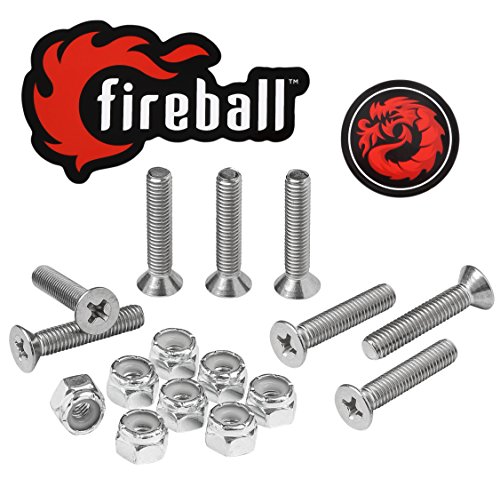 Fireball Dragon Stainless Steel Skateboard Hardware Set (Flat Phillips, 1.0