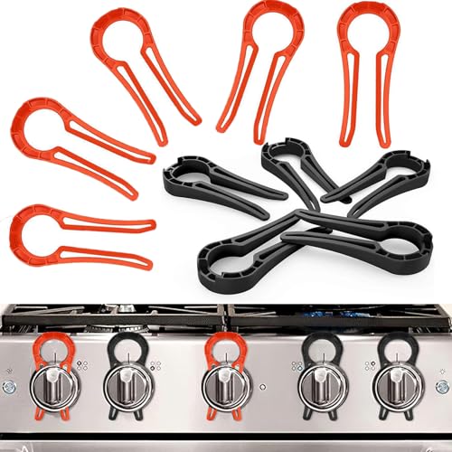 Gas Stove Knob Locks Oven Lock Child Safety Stove Guard Stove Knob Covers Baby Proofing Stove Knob for Baby Kids Pet (Black+Orange)