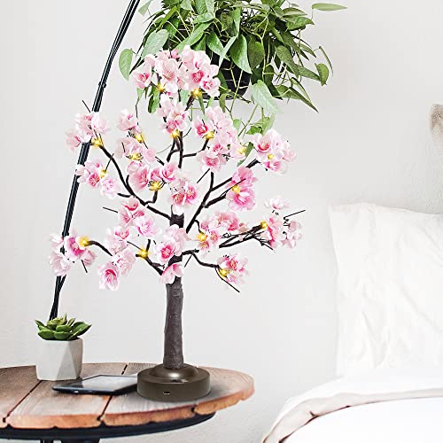 Jointwin Cherry Blossom Tree Light 24 Led Pink Flower Artificial Tabletop Tree Battery And Usb Operated 8 Lighting Modes With Timer Function For Spring Home Decoration(Warm White) #TOP5