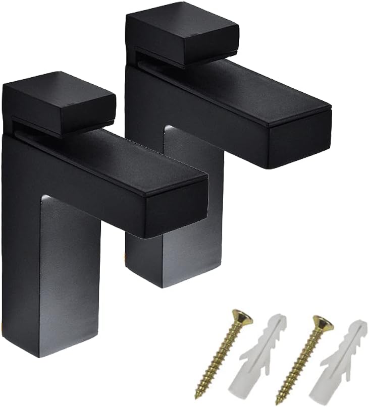 2 Pcs Solid Metal Adjustable Wood/Glass Floating Shelf Brackets Wall Mount, Polished Chrome Holder Support Stable Shelf Clamp Glass Shelf-M