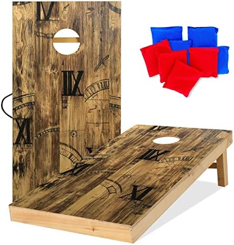 UKASE Solid Wood Regulation Size Cornhole Set, 2'x4' Waterproof Bean Bags Toss Game, Portable Cornhole Borads Includes 8 Corn Hole Toss Bags