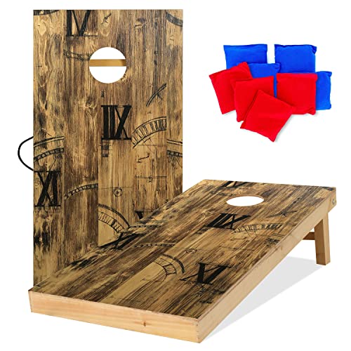 Ukase Solid Wood Regulation Size Cornhole Set, 2'X4' Waterproof Bean Bags Toss Game, Portable Cornhole Borads Includes 8 Corn Hole Toss Bags #TOP19