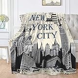 Bhaisajyaguru New York City Throw Blanket Retro New York Theme Decorative Soft Warm Cozy Flannel Plush Fleece Blankets for Bedding Sofa Couch Outdoor Traveling Camping 50'X40' for Kid