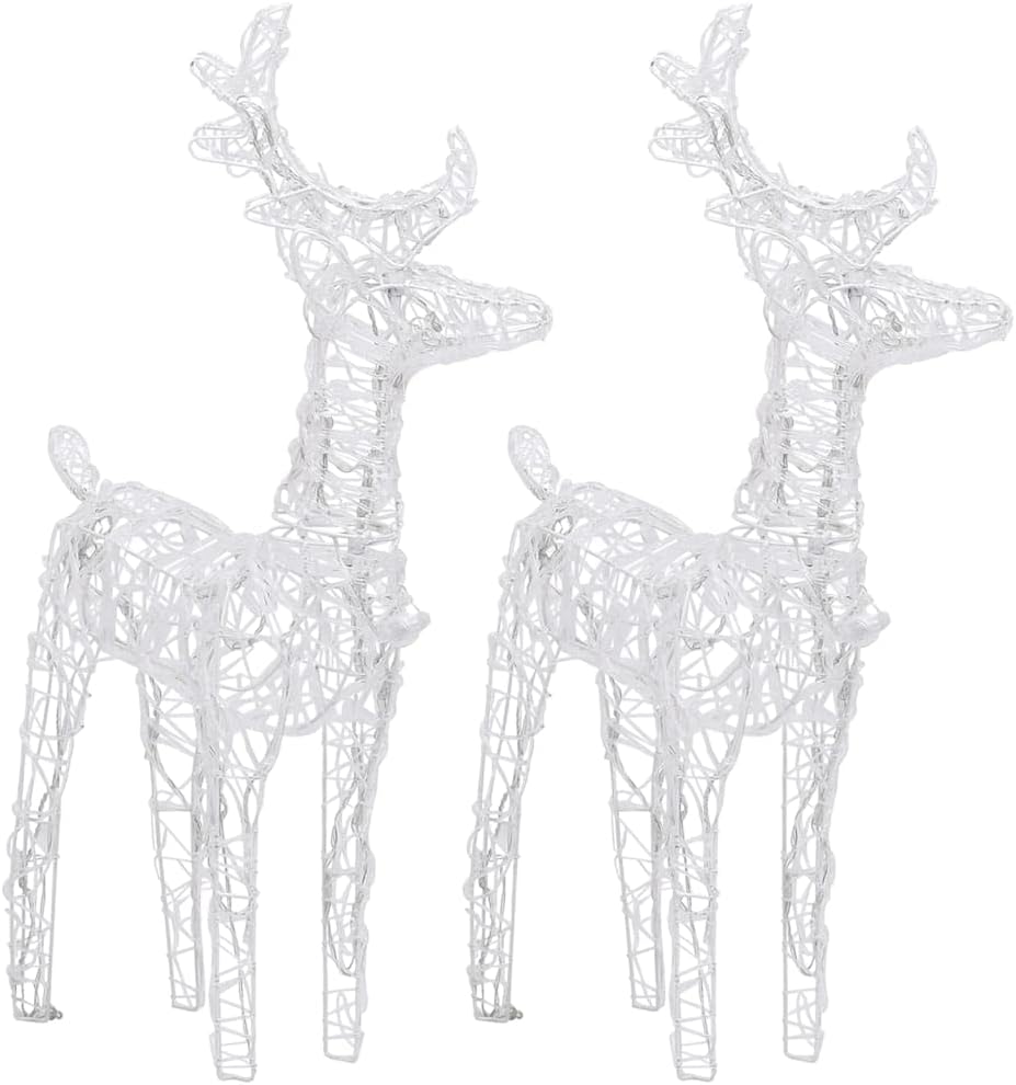 Impressive,Christmas Decorations,Standing Deer,Christmas Deer Family Holiday Decoration,Christmas Reindeers 2 pcs Cold White 80 LEDs Acrylic