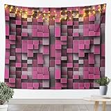 Blocchi patchwork quadrati arazzi taglia S videogiochi gamepad soffitto per camera da letto griglia geometrica patchwork rosa appeso da parete arte per bambini