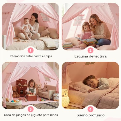 Tienda de campaña para niños en interiores y cama doble plegable infantil 6