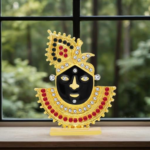 Image of Kulin Lord Krishna Face Idol for Car Dashboard | Home Decor | Gifting Showpiece - 4.5 X 3.6 cm