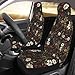 MAGIFUN Floral Car Seat Cover Retro Daisy Seat Cushion Auto Bucket Seat Cover Set 2 Pack Hippie Boho Flower Car Front Seat Cushion Elastic Seats Cushion Automotive Seats Covers Accessory, Brown