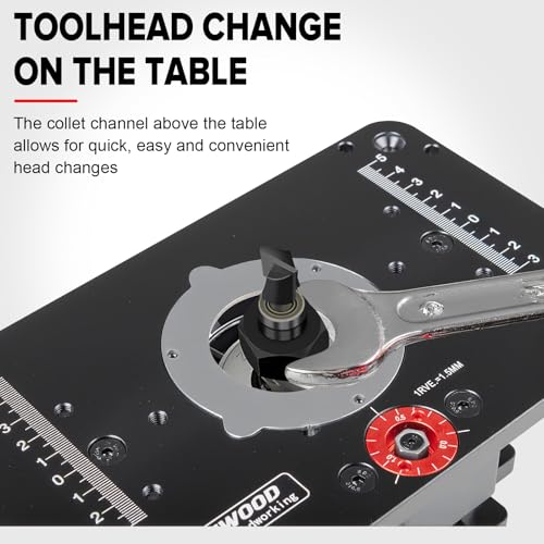 MUWOOD Router Lift, Precision Router Table Lift System, Durable Router Table Insert Plate, Router Lifts for Woodworking for 65mm Diameter Motors - Thumbnail 3