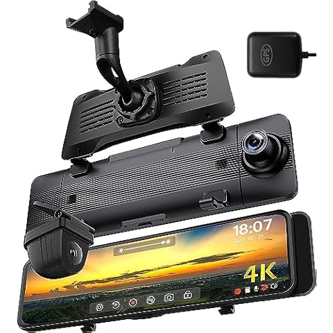 NikoMaku Mirror Dash Cam Front and Rear OEM Design 4K Resolution 11 Inch Full Touch Screen Rear View Mirror Camera for Cars 170° Wide Angle Type-C Dual Lens Included GPS AS5 Pro Standard Cover
