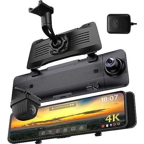 NikoMaku Mirror Dash Cam Front and Rear OEM Design 4K Resolution 11 Inch Full Touch Screen Rear View Mirror Camera for Cars 170° Wide Angle Type-C Dual Lens Included GPS AS5 Pro Standard