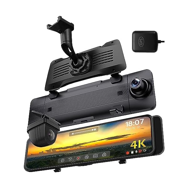 NikoMaku Mirror Dash Cam Front and Rear OEM Design 4K Resolution 11 Inch Full Touch Screen Rear View Mirror Camera for Cars 170° Wide Angle Type-C Dual Lens Included GPS AS5 Pro Standard