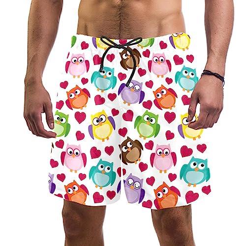 Maillots de bain pour hommes VERED : short de plage motif hiboux amoureux