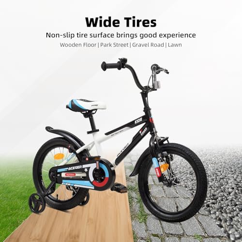 Image of ACEGER Simon Kids Bike for Boys Girls Toddlers, Unisex for Aged 3-13 Years, 12 14 16 18 Inch Children Bicycle with Training Wheels, 20 Inch Bike with Kickstand