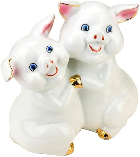 P102, cerdos de porcelana, símbolo del año del cerdo del zodiaco chino, estatuilla de esmalte de Feng Shui, figura coleccionable de lechones