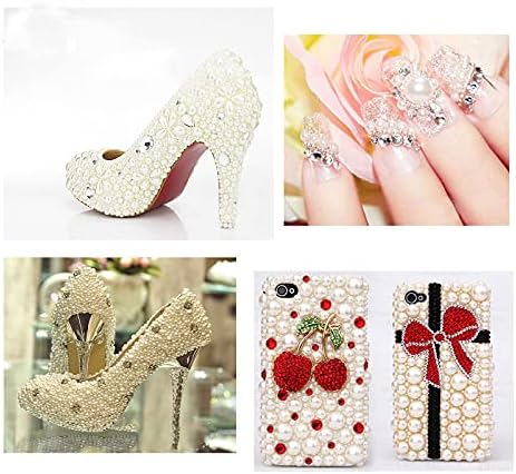 White Pearls Rhinestone Half Round Flat Back Collection with Box for Nails Art Shoes Clothes DIY Scrapbooking Approx 1100pcs 3-8mm(0.12-0.32inch)