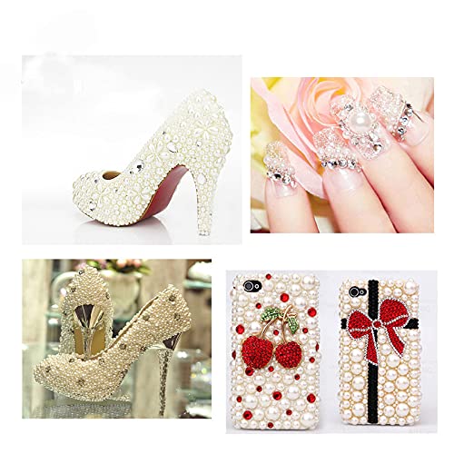 White Pearls Rhinestone Half Round Flat Back Collection with Box for Nails Art Shoes Clothes DIY Scrapbooking Approx 1100pcs 3-8mm(0.12-0.32inch) - Thumbnail 2