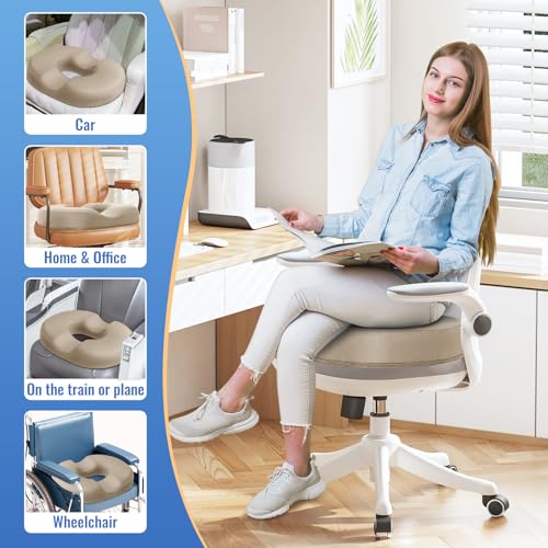 Image of CloudBliss Donut Pillow Stadium Seat Cushion for Tailbone Pain Relief and Hemorrhoids, Memory Foam Seat Chair Cushion, Portable Seat Cushions for Bleachers, Car, Home & Office