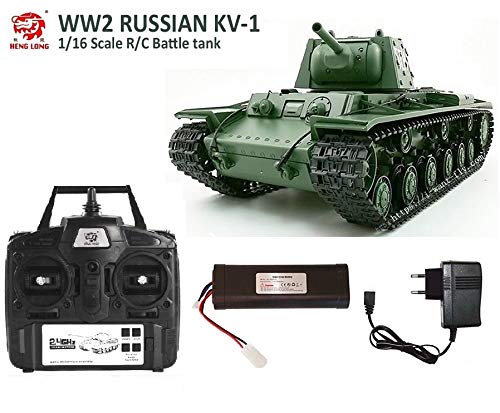 modeltronic Tank radio contrôle 1/16 Russia kliment voroshilov KV-1 heng Long 3878  1/Nouvelle station 2.4 G 5.3 V/batterie LiPo/avec son, boules 6 mm Airsoft et expulsa fumée/Réservoir télécommandée