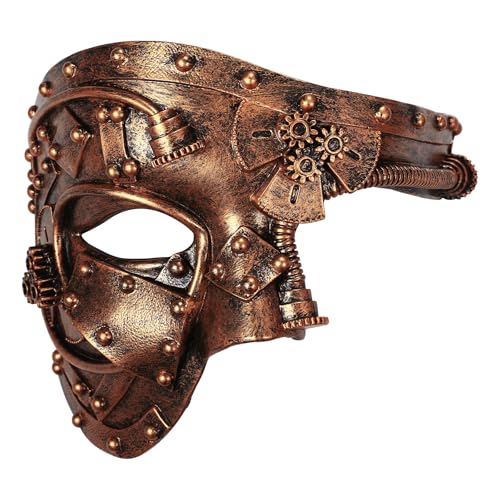 OIDEA Masquerade Mask for Men: Gold Phantom of The Opera Mask Steampunk Cyborg Half Face Party Venetian Mardi Gras Masks