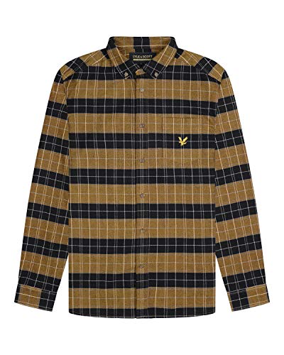 Lyle and Scott Vintage Archive Brushed Check Shirt Small Caramel/