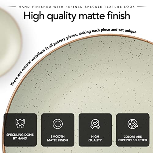 Riverside Collection By Maison Neuve 12-Piece Dinnerware Set Service For 4 - Hand Crafted Bowls And Plates Set, Stoneware Dinnerware Set, Microwave & Dishwasher Safe Plate Set - Sage Green #TOP3