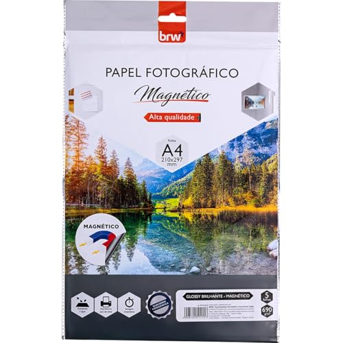 BRW Papel Fotográfico Imantado Glossy Magnético A4 690Gr 5 Folhas
