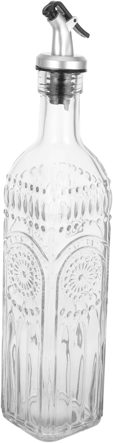 Non-drip Oil Dispenser with Carved Glass Design Kitchen Oil Sprayer for Cooking Vinegar