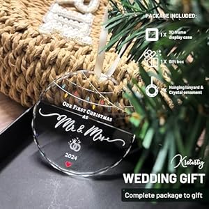 Weddinggiftsforcouplefirstchristmasasmrmrs2024ornamentcrystal3marriedornamentfornewlywedsbridemrmrsgiftbridalshowergiftweddingkeepsakewithgiftbox Urban Country Home Decor Wedding gifts for couple first christmas as mr mrs 2024 ornament crystal 3 married ornament for newlyweds bride mr mrs gift bridal shower gift wedding keepsake with gift box urban country home decor