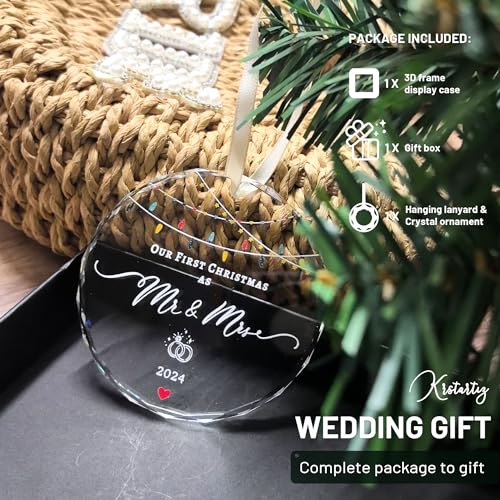 Weddinggiftsforcouplefirstchristmasasmrmrs2024ornamentcrystal3marriedornamentfornewlywedsbridemrmrsgiftbridalshowergiftweddingkeepsakewithgiftbox Urban Country Home Decor Wedding gifts for couple first christmas as mr mrs 2024 ornament crystal 3 married ornament for newlyweds bride mr mrs gift bridal shower gift wedding keepsake with gift box urban country home decor