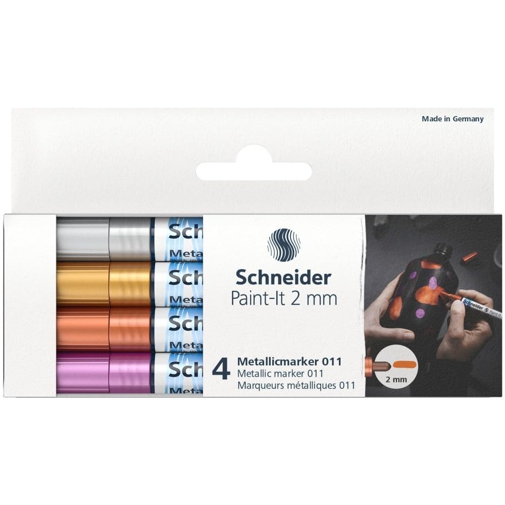 Schneider Paint-It 010 - Pennarello metallico, 0,8 mm, 1-4, colori assortiti