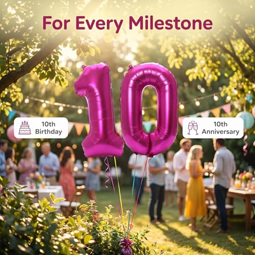 Image of YPSelected 32 Inch Large Foil Helium Number Balloon Birthday Wedding Party 0-9 (Rose Red, 1)