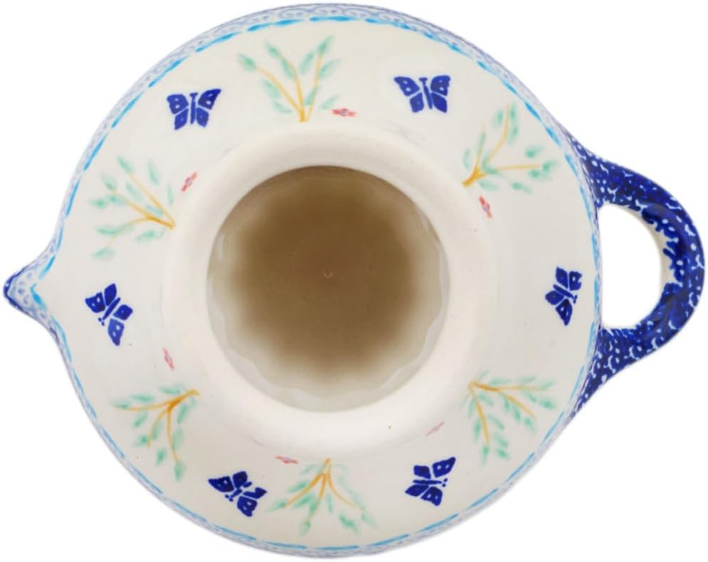 Polmedia Polish Pottery Juice Reamer UNIKAT - Breathtaking Butterflies Pattern Handmade in Boleslawiec Poland + Certificate of Authenticity