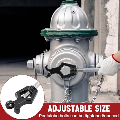 Image of Tandefio 1 Pcs Fire Hydrant Wrench, Pentagon 1-3 /4 inch /square 1-1 /4 inch, Black