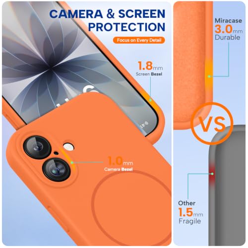 Image of Miracase Magnetic for iPhone 17 Case, Compatible with MagSafe, Integrated Silicone Camera Control Cover, 3.0mm Thicken Shockproof Drop Protection Phone Case for 17,Sunset Orange