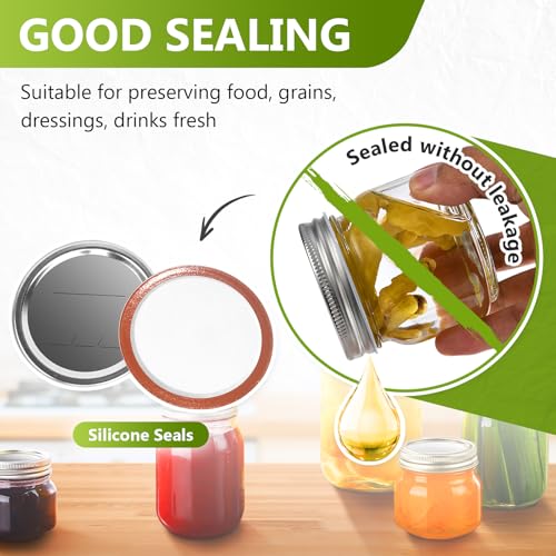 DSJIFGEW Canning Lids and Rings Regular Mouth, 24Pcs Split Type Metal Mason Jar Lids with Bands for Regular Mouth Ball, Kerr Jars - Food Grade with Silicone Airtight Seal Small Canning Lids (70mm) by DSJIFGEW - Image 2