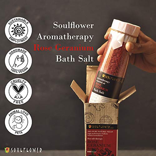 Soulflower Kashmiri Rose Bath Salt For Soaking With Rose Geranium Essential Oil, For Women Men, 100% Natural Himalayan Sea Salt, Bath Body & Foot Spa, Shower Scrub, Idea Gift Set For Men, 500G/18 Oz #TOP7