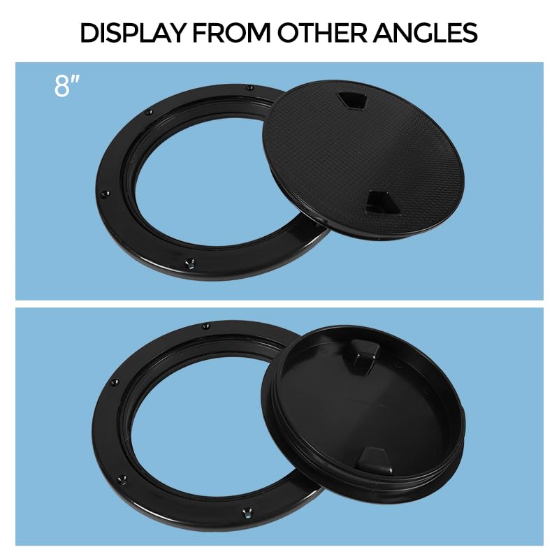 Boat-Ready Black Round Non-Slip Inspection Hatches - Sizes 4", 6", 8" with Detachable Cover - ABS Plastic Screw out Access Hatch Cover for Kayak, Yacht, Marine Accessories