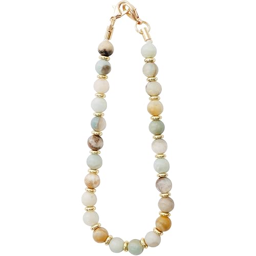 TENOC Marble Beaded Phone Wrist Strap, Cellphone Lanyard with Tether Tab, Hands-Free Phone Chain Wristlet Bracelet Keychain, Amazonite