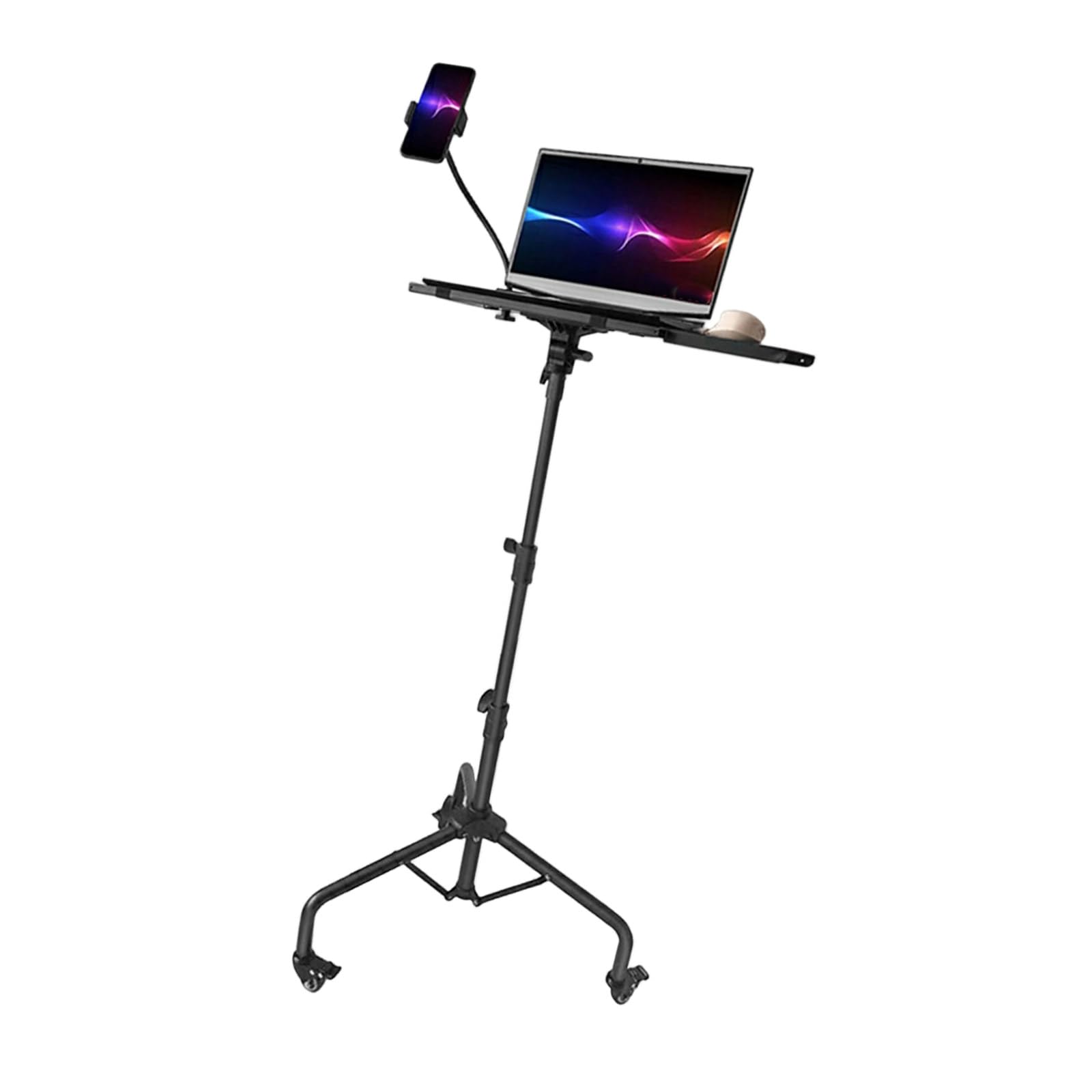 Soporte plegable de metal para proyector para laptop, base antideslizante, carga de 55 libras, soporte de escritorio ajustable para equipo de estudio, instrumento