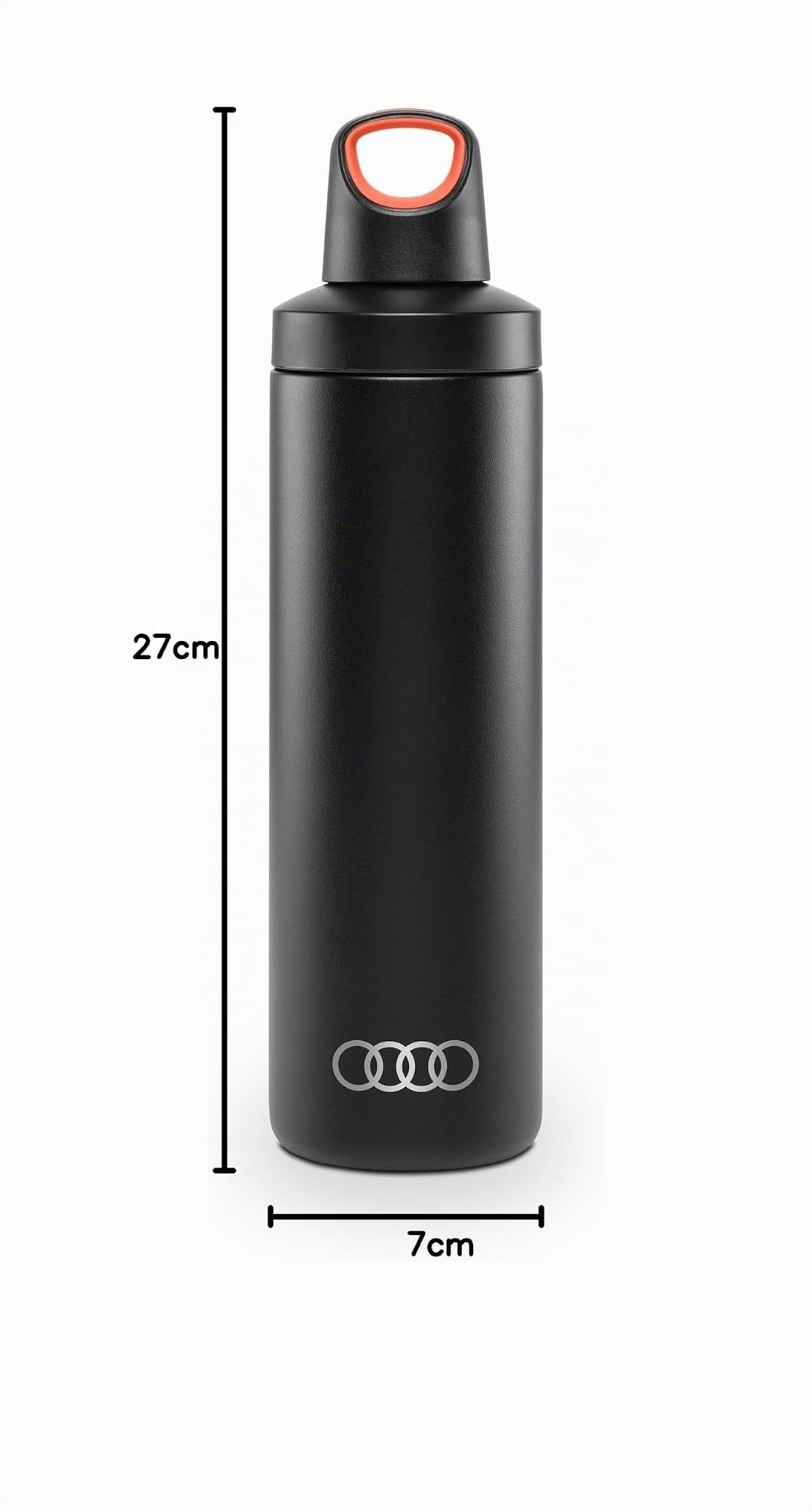 Audi 3292400600 Wasserflasche Trinkflasche Isolierflasche Ringe Logo 600ml schwarz