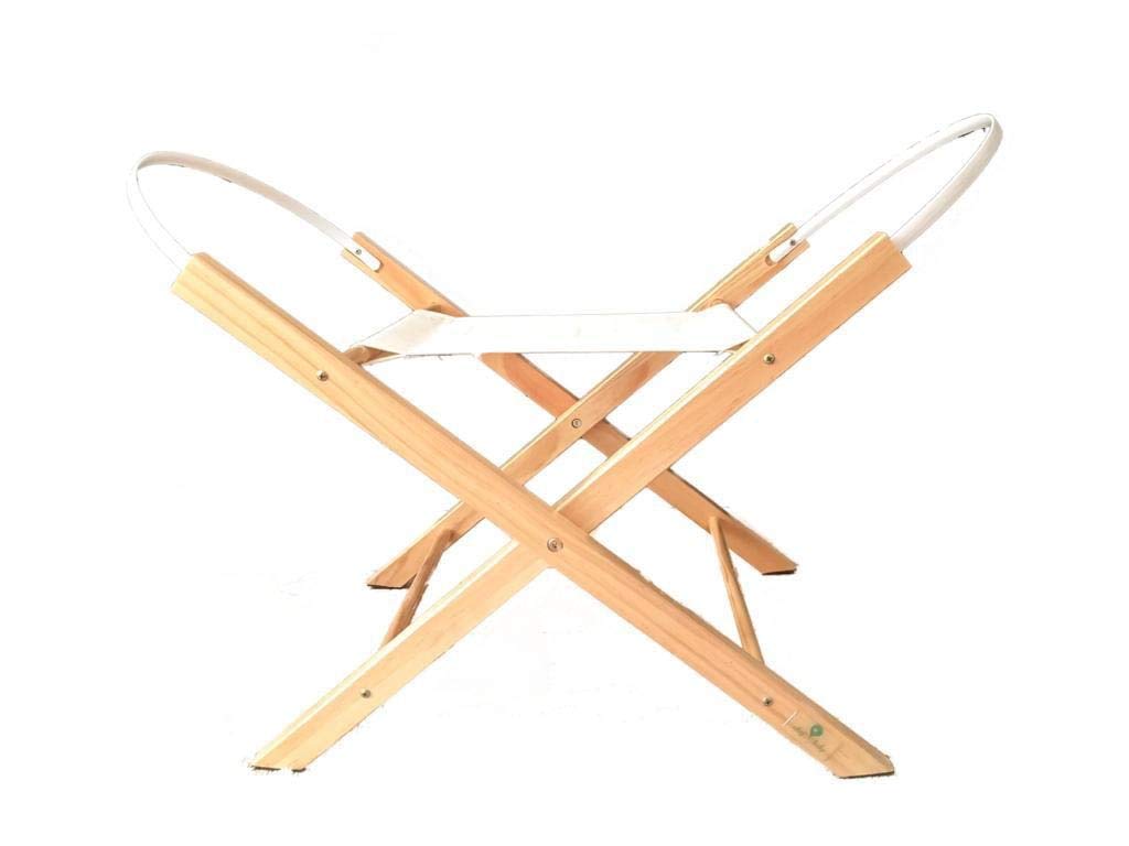 Babywiege mit Baby Moseskorb mit Ständer und dreilagiger Matratze, Stubenwagen mit Klappständer, handgefertigter Baby-Schlafkorb, naturfarbener Ständer
