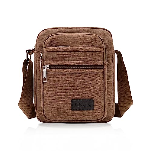 FuninCrea Crossbody Bag, Canvas Shoulder Bag Messenger Bags for Men, Multi Pocket Crossbody Phone Bag for Travelling, Hiking