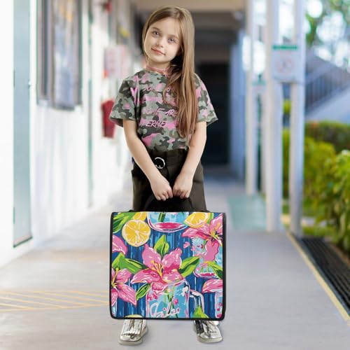 Image of Lily Pulitzer Mason Jars Zipper Binder Bag 3 Ring Binder with Shoulder Strap Zip Up 500 Sheets Capacity Multi Pockets for School Office Supplies