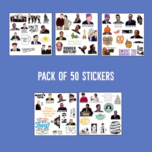 Image of Zesta Aesthetic Stickers for Laptop /Waterproof Anime Decal for Books /Vinyl Sticker for Fridge /Easy to Use Korean Car Sticker Kawaii Cute Stickers (The Office Series)