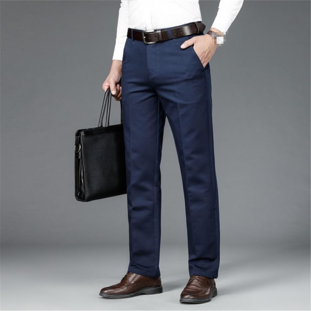Vogrtcc Pantaloni da Uomo d'Affari Elastici Casual Dritti Taglie Forti