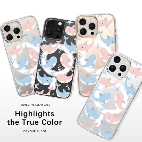 Coque originale pour iPhone 15 Plus magnétique transparente motif baleine