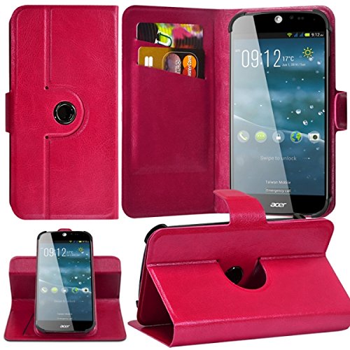 KARYLAX Seluxion - Housse Coque Etui Fonction Support 360° Universel M avec Attaches Couleur Rose Fushia pour Acer Liquid Jade