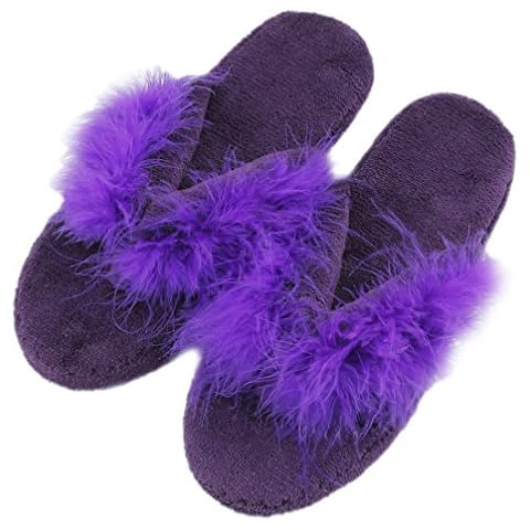 Home Slipper Flip Flop House Slippers for Women Coral Gross Soft Indoor Slippers Non-Slip Thong Slippers,Purple,L Cover